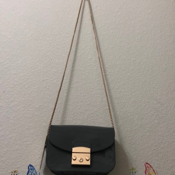 SMALL SHINY GRAY HANDBAG ONE SLOT AND CLOSING CLIP - Picture 11 of 11